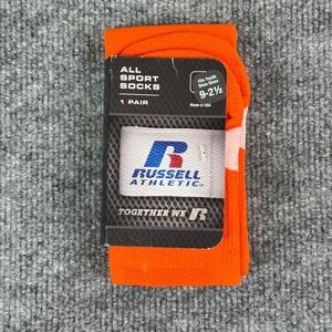 Russell Athletic Socks Kids Youth Size 9-2.5 All Sport Orange Baseball USA NEW